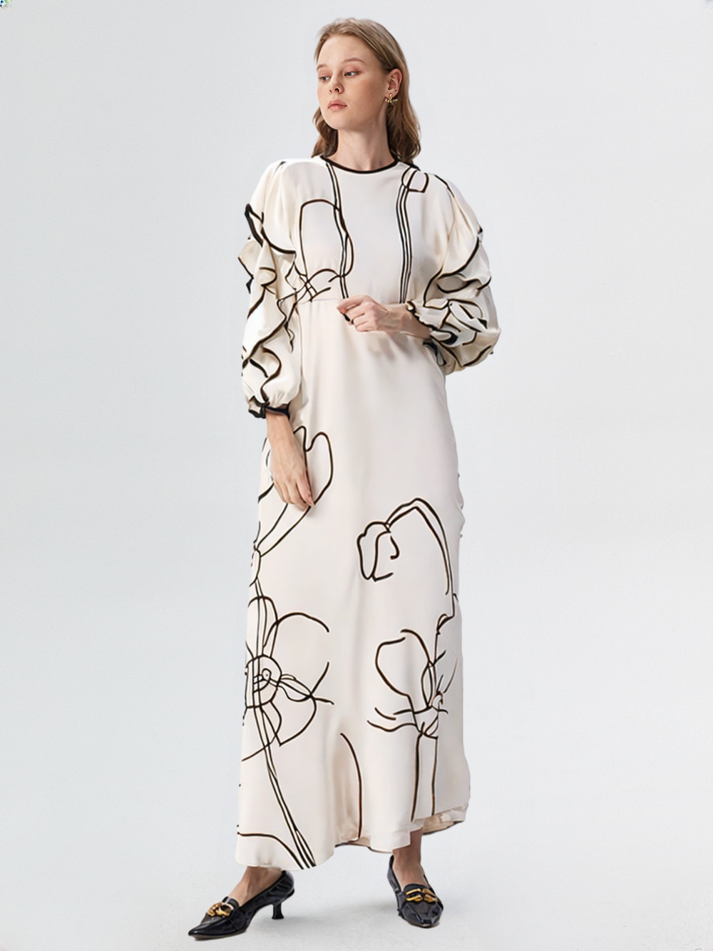 Women Fashion O-Neck High Waist Summmer Maxi Dress