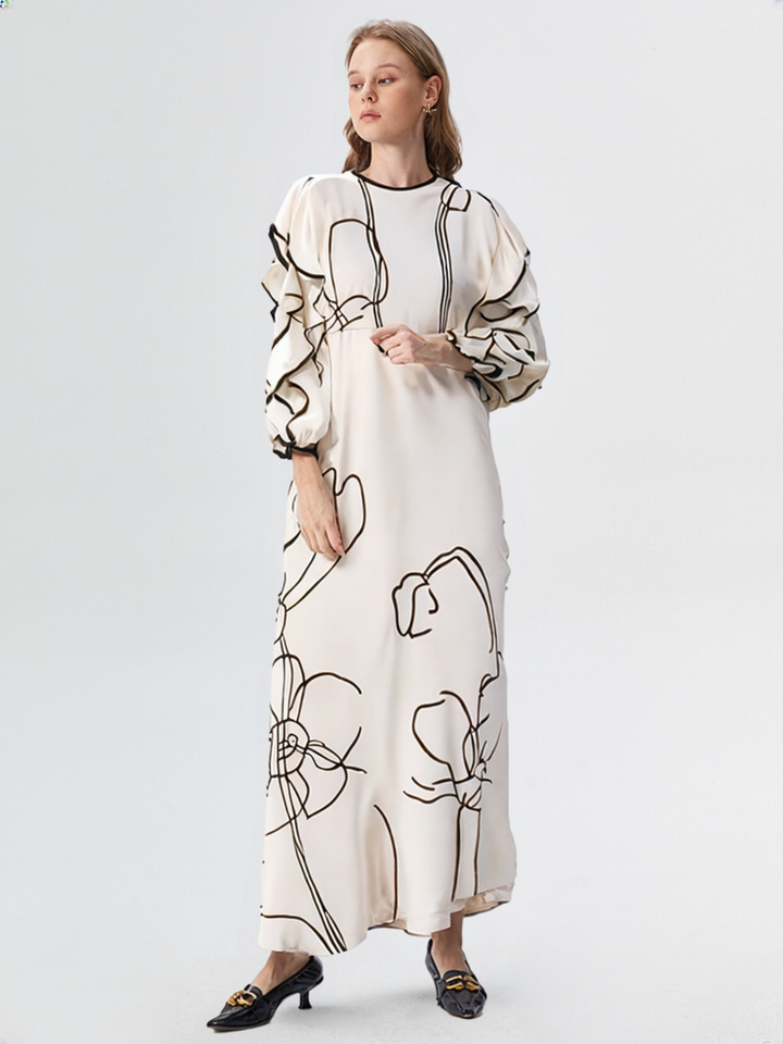 Women Fashion O-Neck High Waist Summmer Maxi Dress