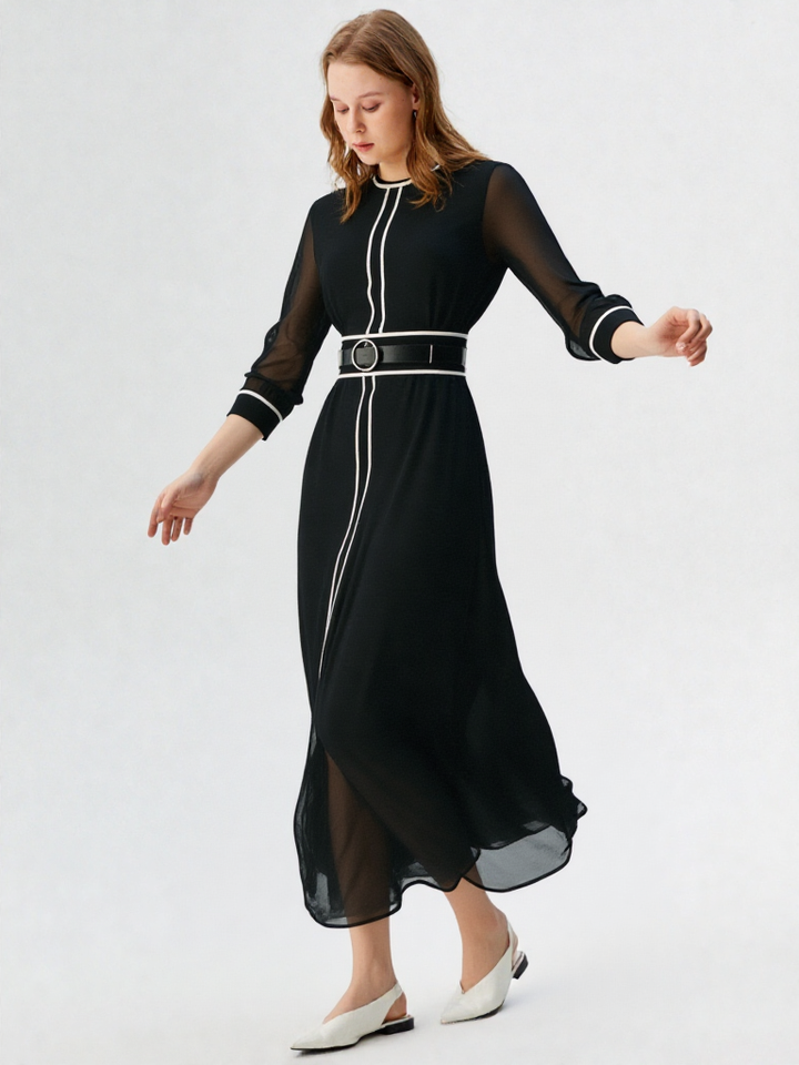 New Women French Elegant Chiffon Maxi Dress