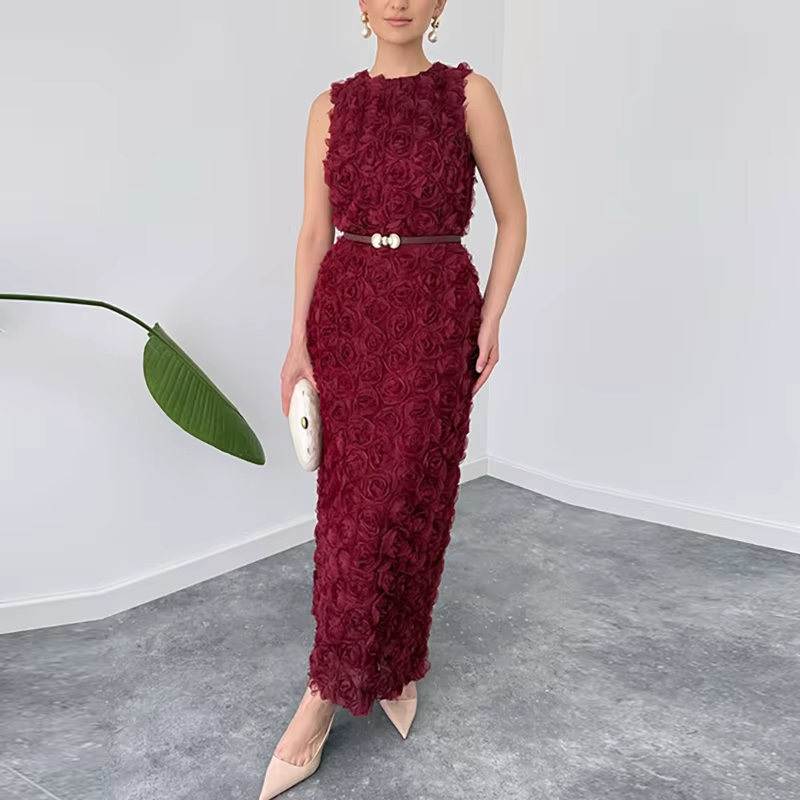 New Women Flower High Waist Casual Party Dress