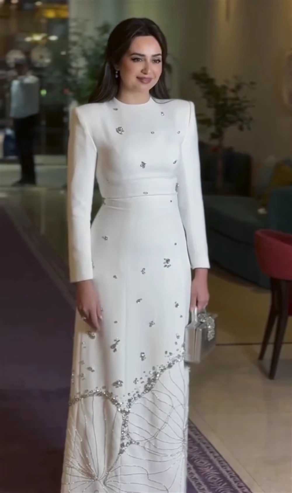 New High Collar Sparkle Women Long Dress Party Wedding Wear