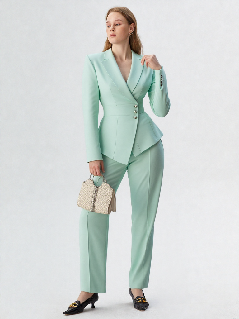 Modern Women's Suit 2 Piece Slim Fit Business Casual Outfit 