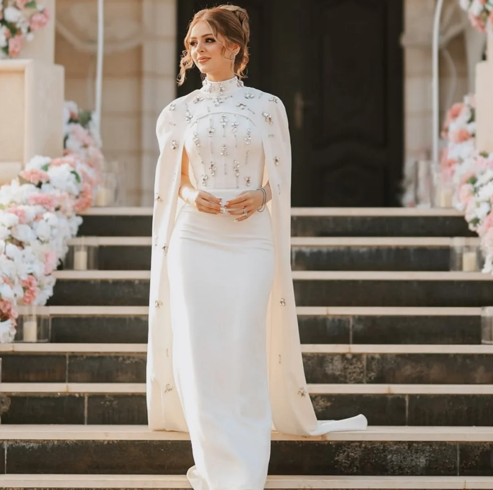 New Women High Collar Wedding Party Long Dress