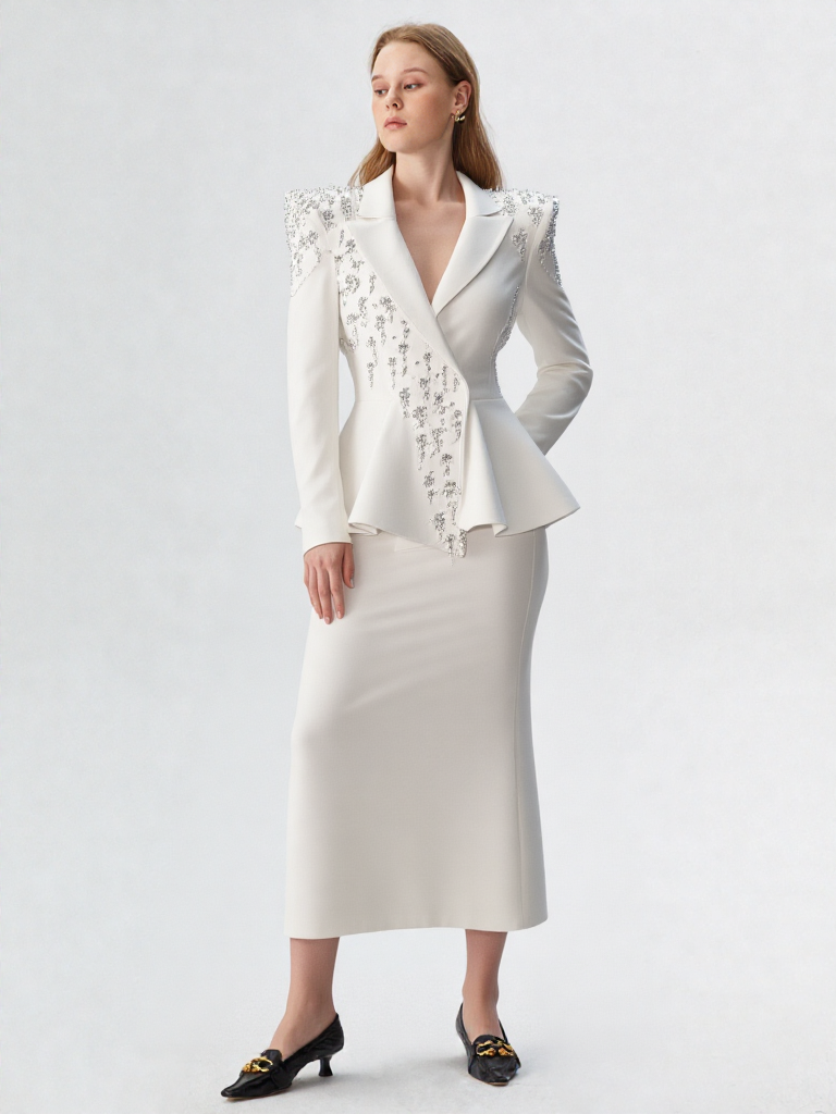 New Jersey Sequined Straight V-Neck Midi Women Dress
