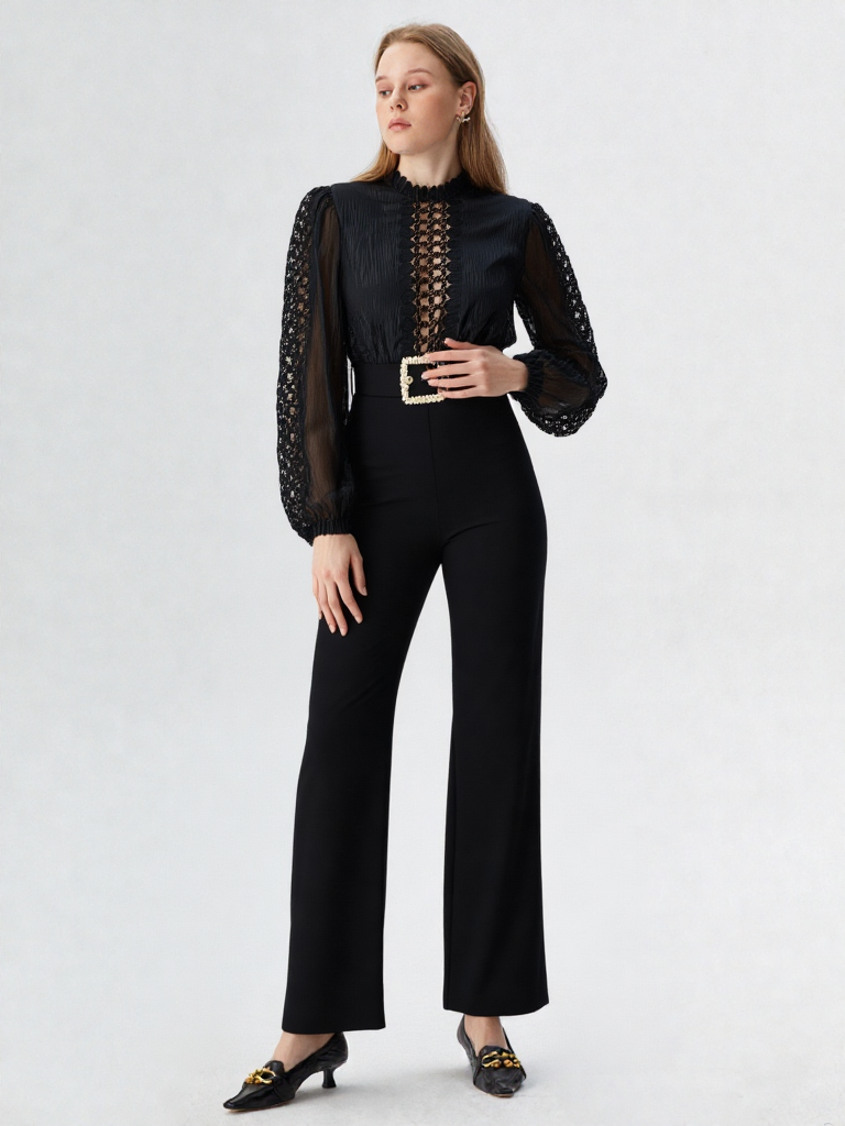 New Women Simple High Waist Wide Leg Jumpsuits