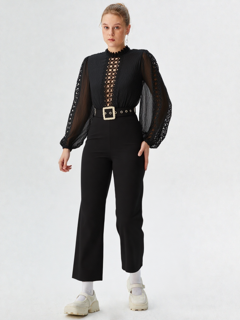 New Women Simple High Waist Wide Leg Jumpsuits