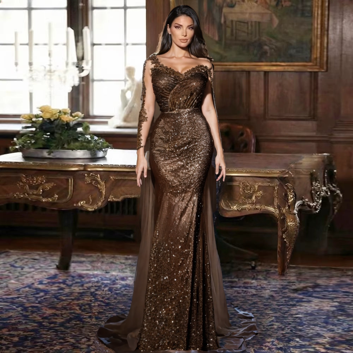 Women Wedding Party Casual Long Sleeve Slim Fit Evening Dress