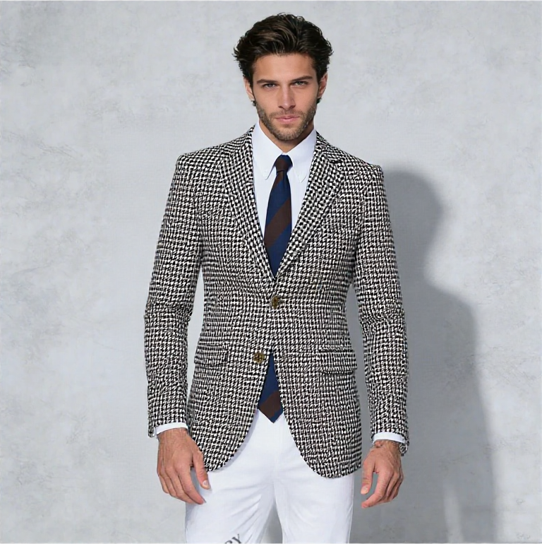 New Mens Plaid Blazer Casual Formal Blazer Jacket