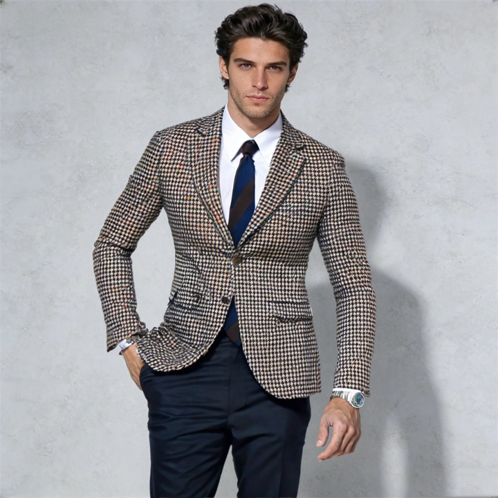New Mens Plaid Blazer Casual Formal Blazer Jacket