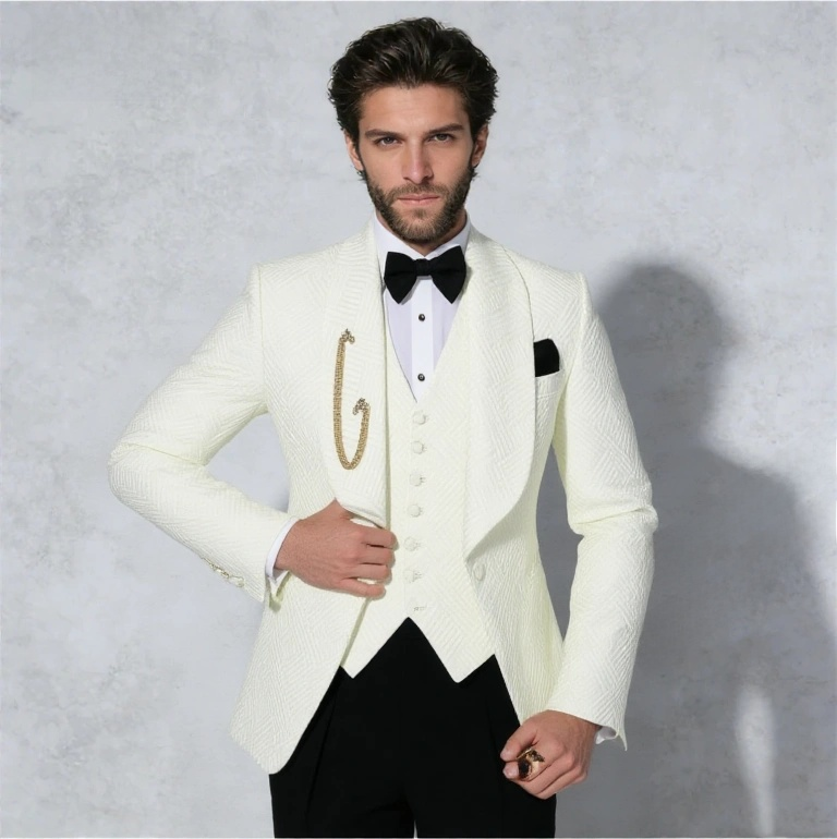 Premium Mens Wedding 3 Piece Jacket Vest Pant Lapel Formal Suit 