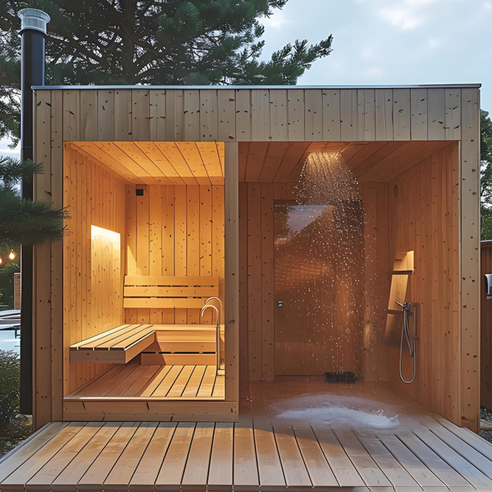 Modern Large 6KW Red Cedar Wood Burning Stove Outdoor Sauna 
