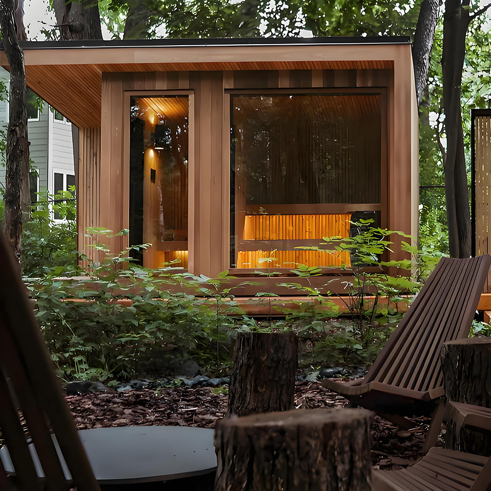 Modern Large 6KW Red Cedar Wood Burning Stove Outdoor Sauna 