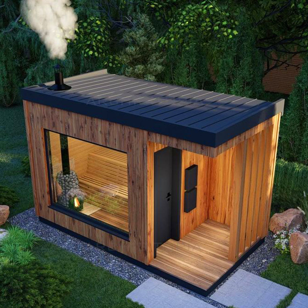 Modern Large 6KW Red Cedar Wood Burning Stove Outdoor Sauna 