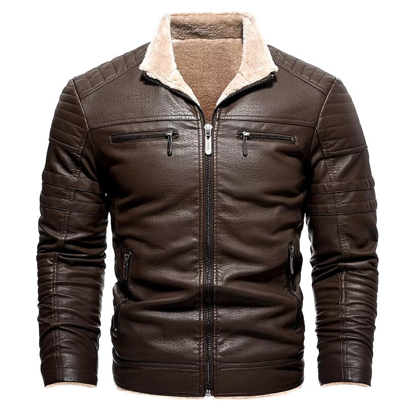 Suede Leather Jackets Men Winter Motorcycle Jackets Punk Style Streetwear Fur Lined Thick Warm Coats