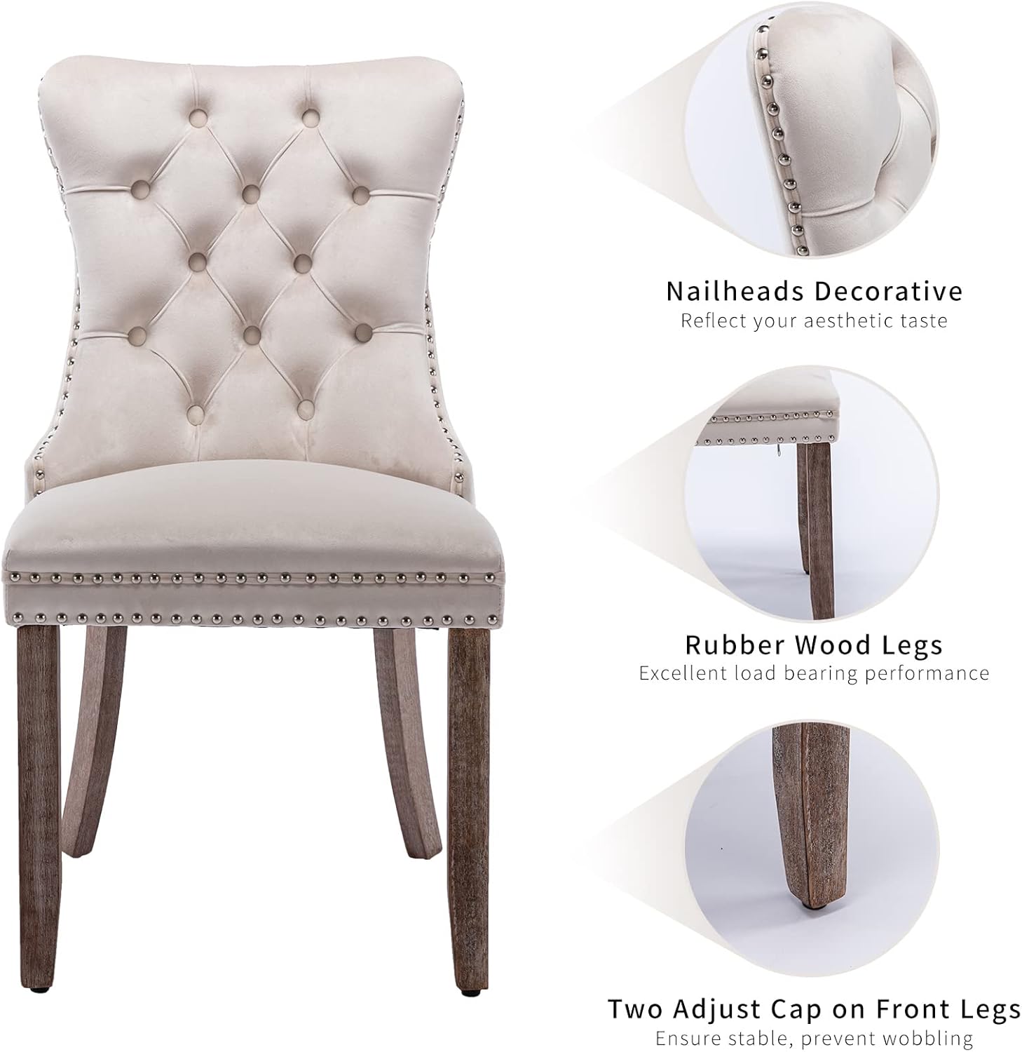 Modern Velvet Dining Chairs Set of 2 – Upholstered Kitchen &amp; Dining Room Accent Chairs with Comfortable Backrest