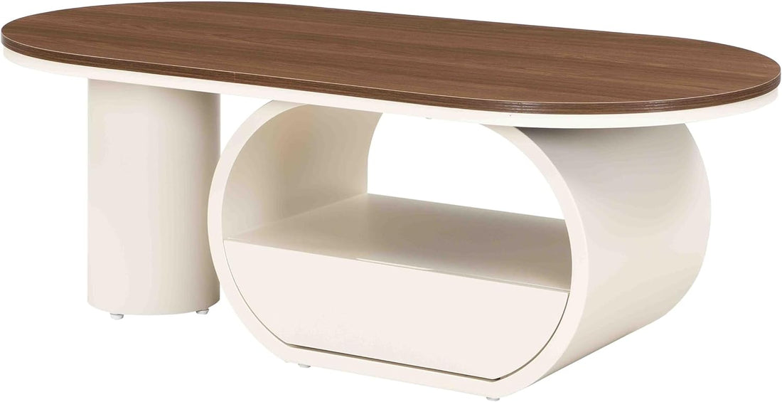New Antique Luxury Oval Coffee Table with Storage 