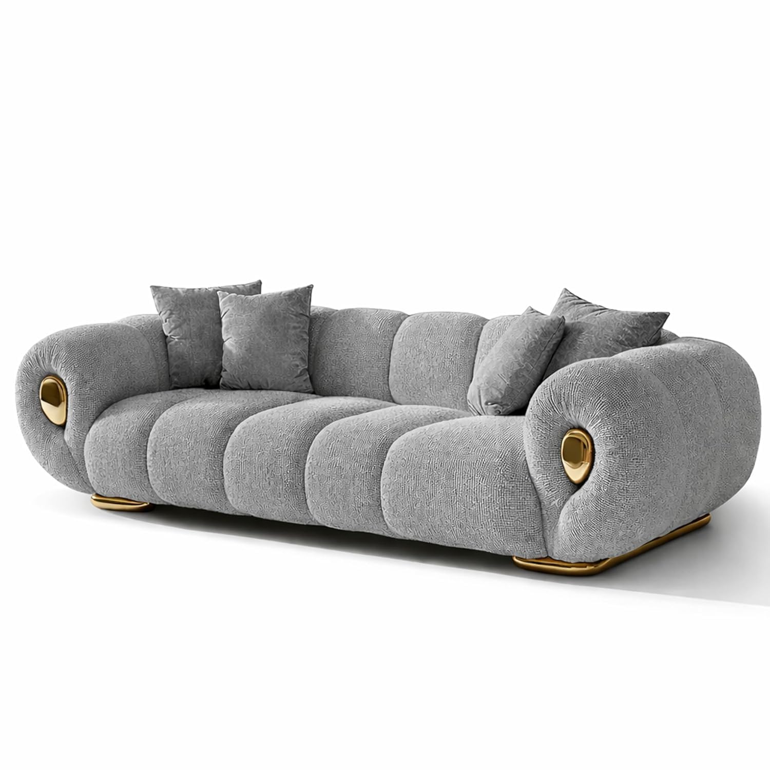 luxury Chesterfield Sofa Chair Cloud Soft Cream Marshmallow Fabric