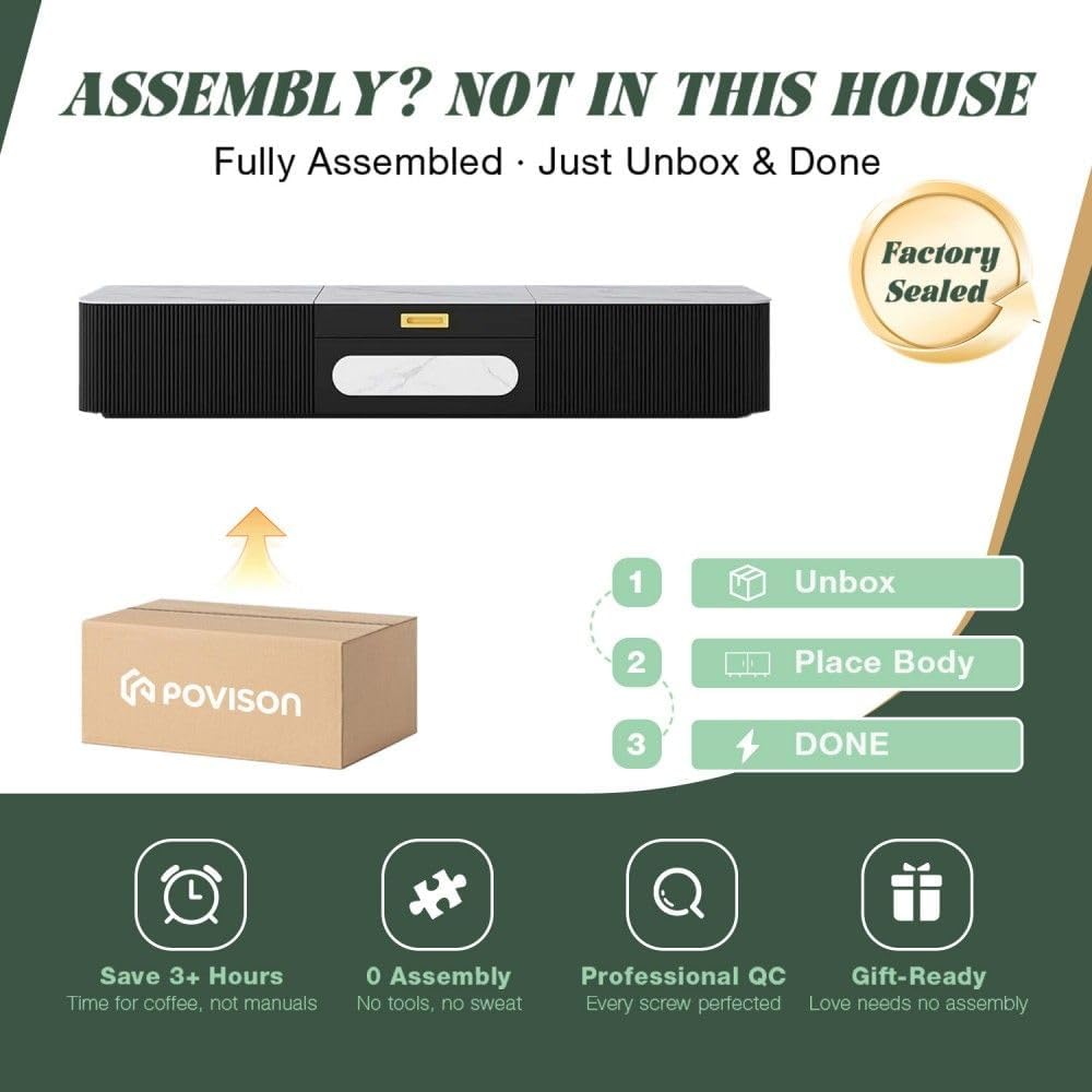 New 65 Inch Fully-Assembled Modern TV Stand with Storage