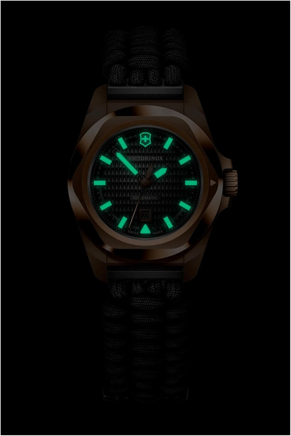 Modern Luxe Mens Automatic Black Dial Paracord Watch