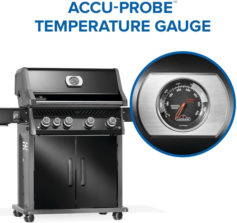 Rogue PRO 525 Natural Gas Grill with Infrared Side Burner, Black, Durable 5-Burner Cooking Surface