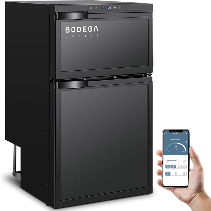 COOLER 12 Volt RV Refrigerator, 80L(2.82Cu.Ft) RV Fridge with Freezer, APP Control Car Refrigerator, (-4℉-68℉) Travel Compressor Cooler 12/24V DC for Boat, Yacht, Caravan, Truck, Camping