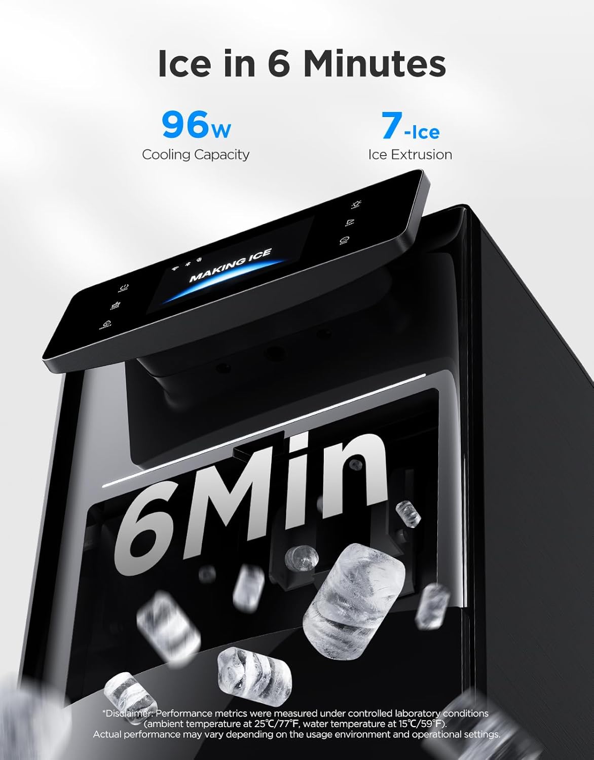 Smart Nugget Ice Maker Pro, 60Lbs Daily, 6-Minute First Ice, 40Db Ultra-Quiet with AI Noiseguard, App & Voice Control, Self-Clean, 3.5Lbs Basket & Dual Water Tanks, for Home Kitchen, Party