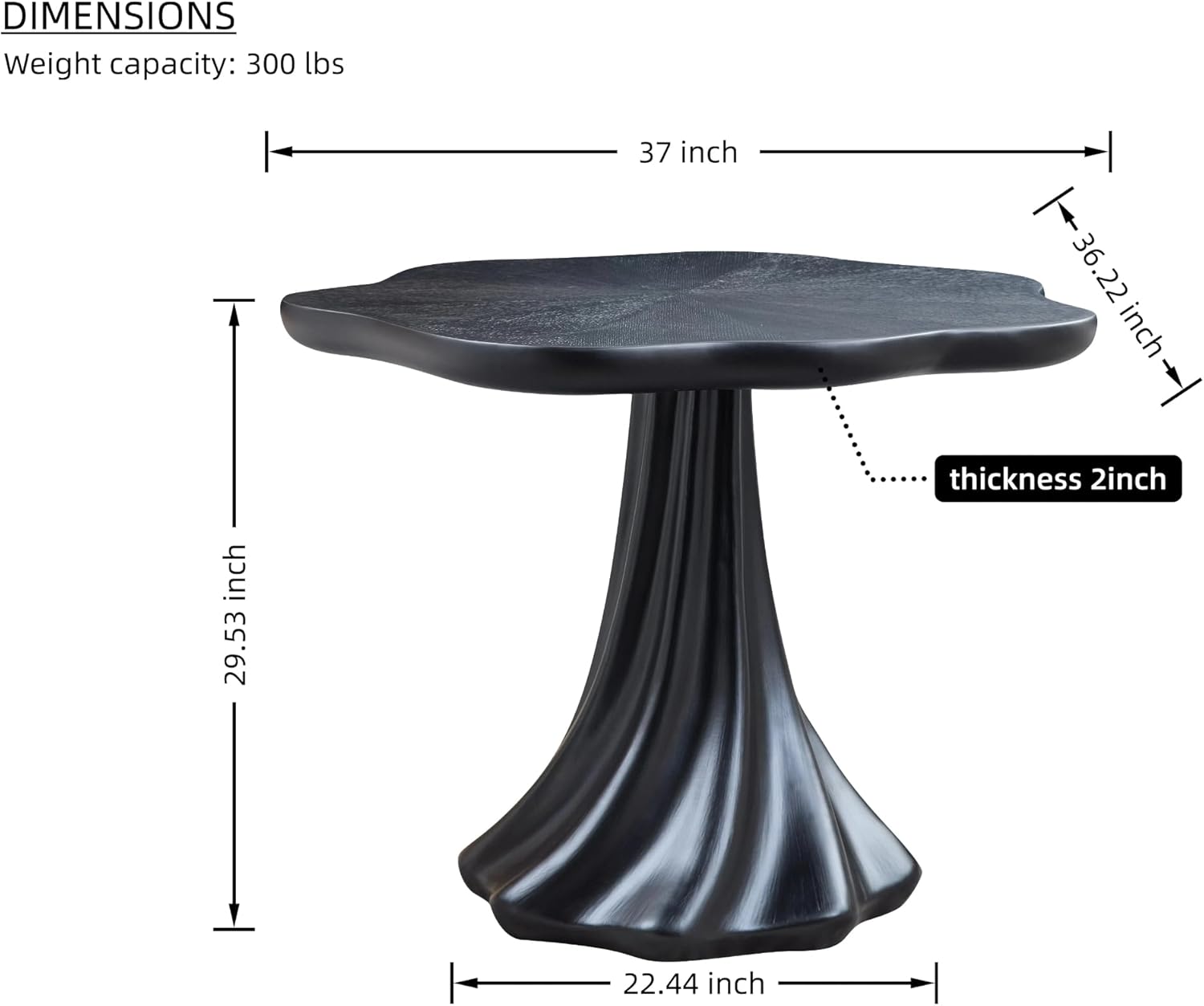 Vintage 37" Round Modern Dining Table – Flower Shape Top, Twisted Pedestal Base
