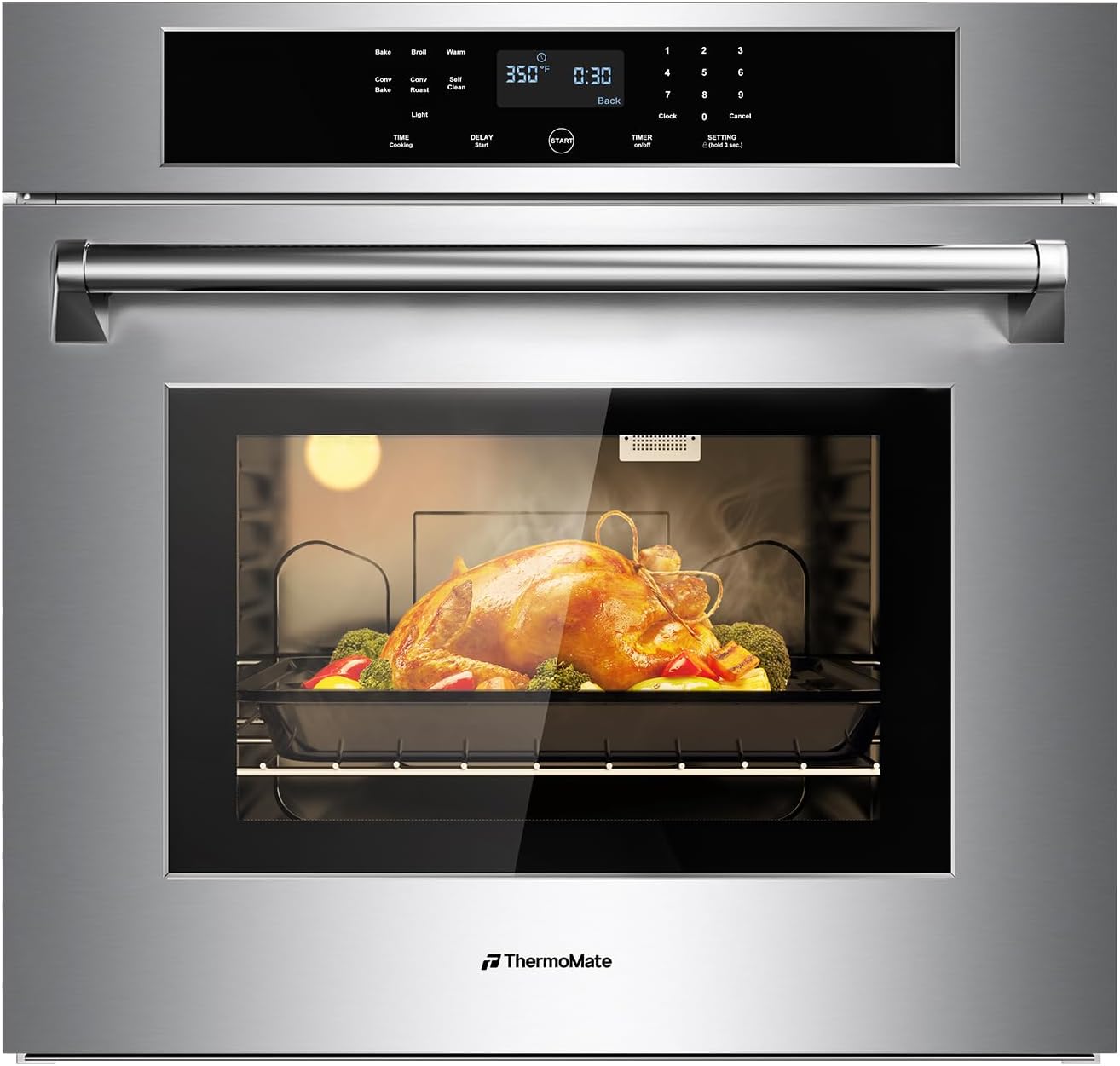 24" Electric Wall Oven, ETL Certified,  2.8 Cu.Ft. Electric Wall Oven with 5 Cooking Functions, Built-In Ovens with Anti-Mistouch Knob, Stainless Steel
