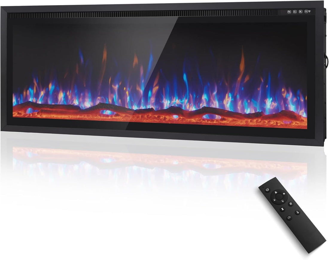 Premium Home 72-Inch Electric Fireplace – Recessed & Wall Mounted Linear Fireplace with Remote Control