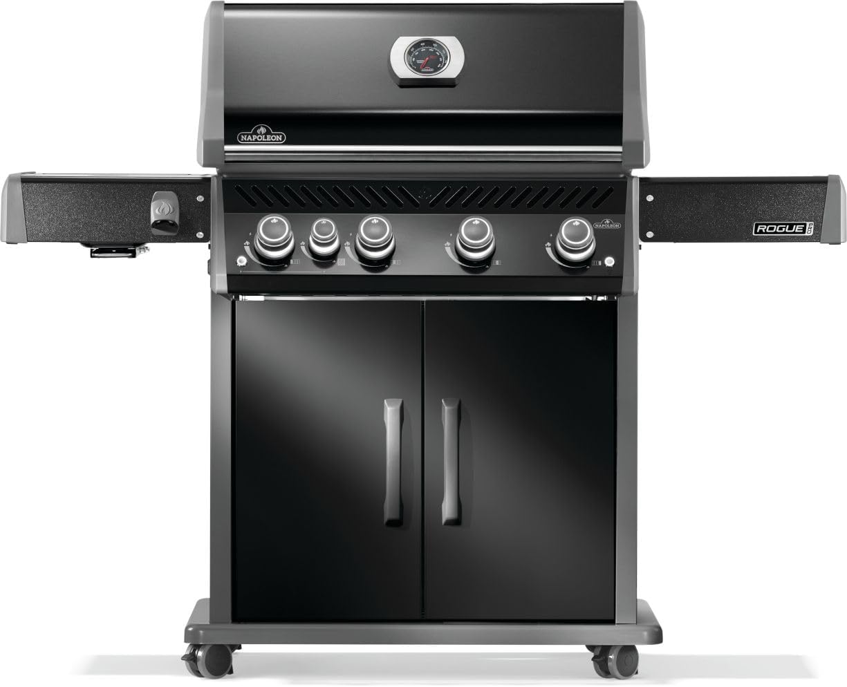 Rogue PRO 525 Natural Gas Grill with Infrared Side Burner, Black, Durable 5-Burner Cooking Surface