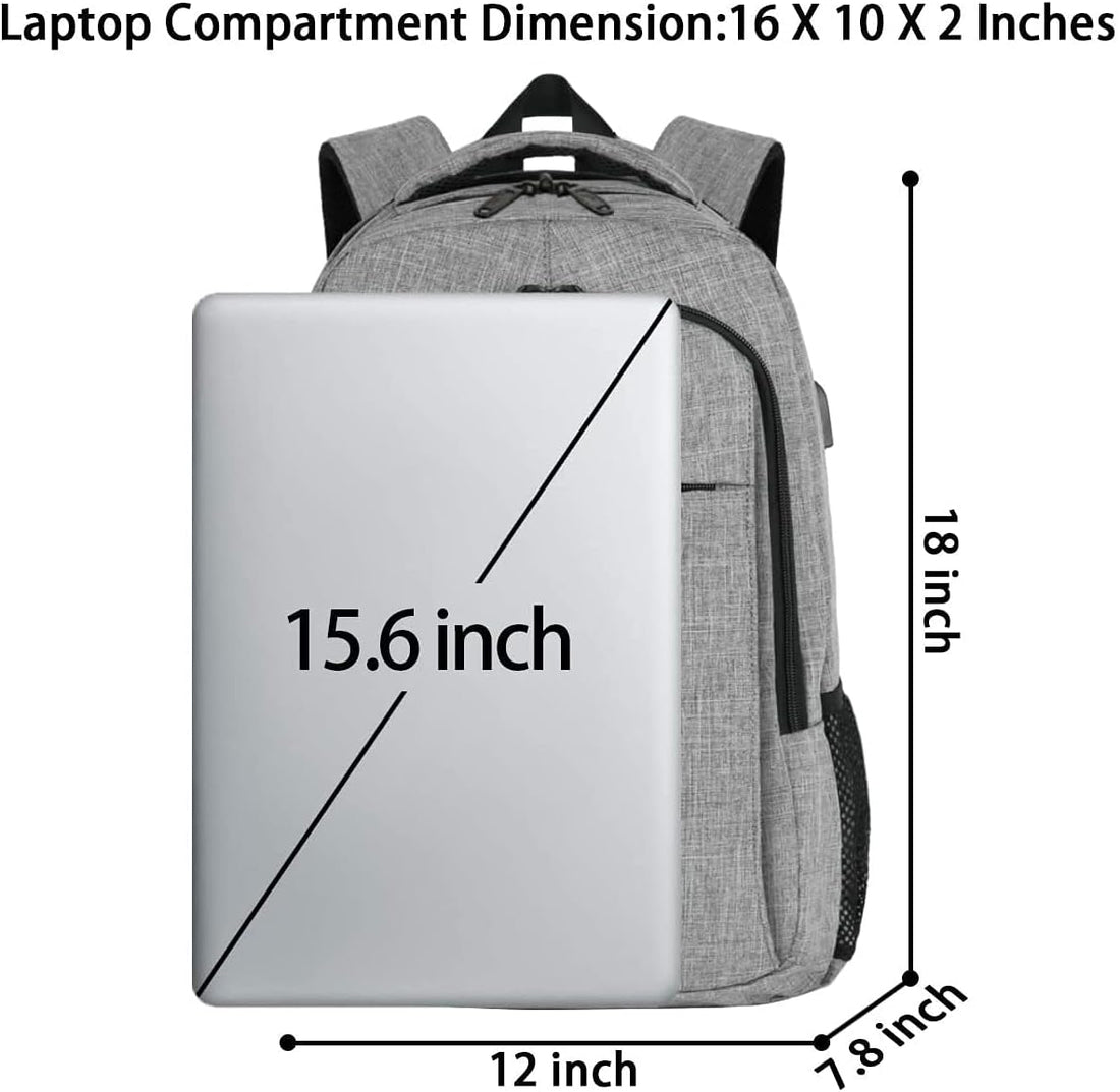 New Fusion Arrival 2024 Stylish Travel Laptop Backpack, Work Bag Lightweight Laptop Bag with USB Charging Port, anti Theft Business Backpack, Water Resistant School Rucksack Gift for Men and Women, Fits 15.6 Inch Laptop, Grey 