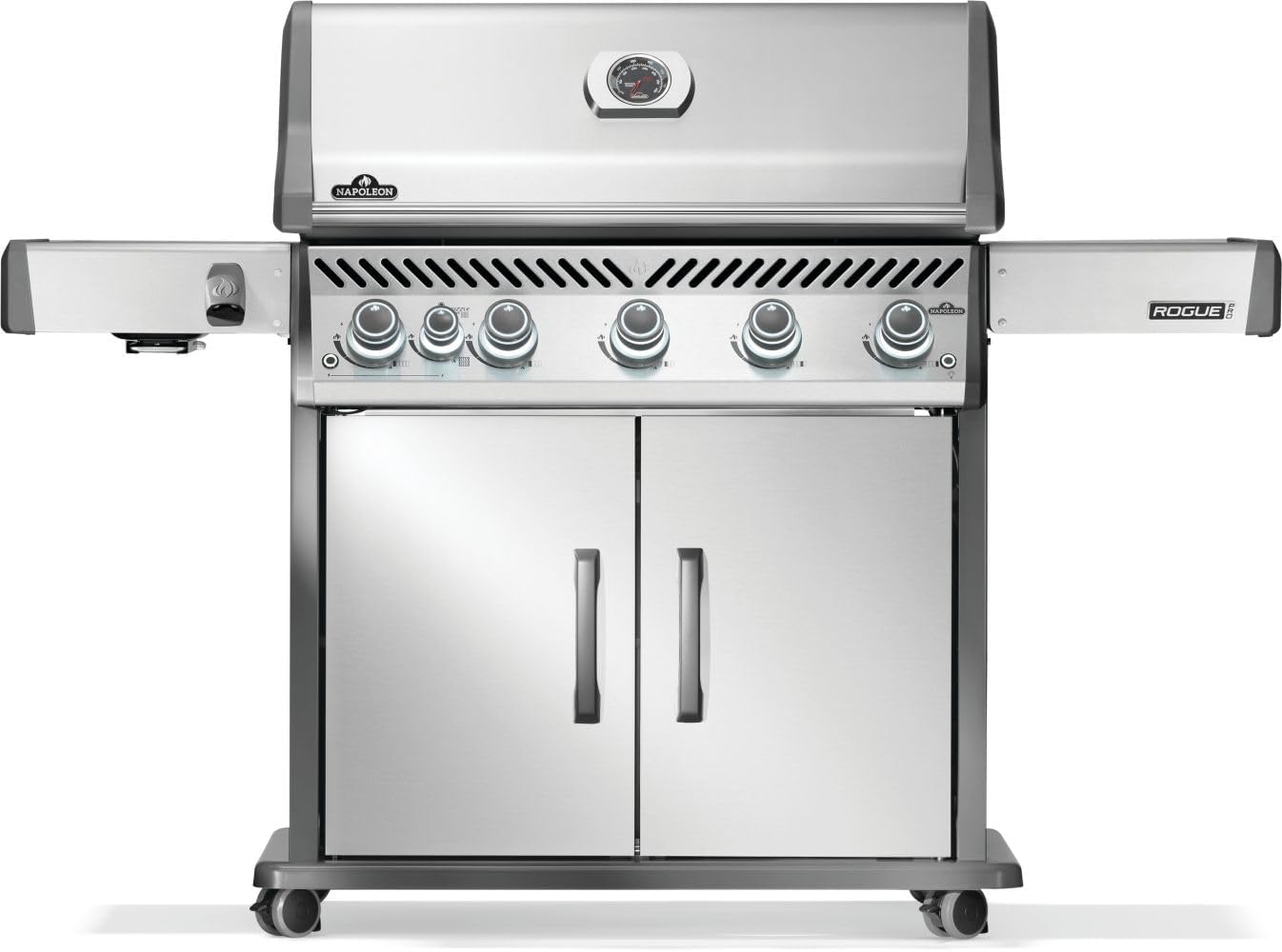 Rogue PRO 525 Natural Gas Grill with Infrared Side Burner, Black, Durable 5-Burner Cooking Surface