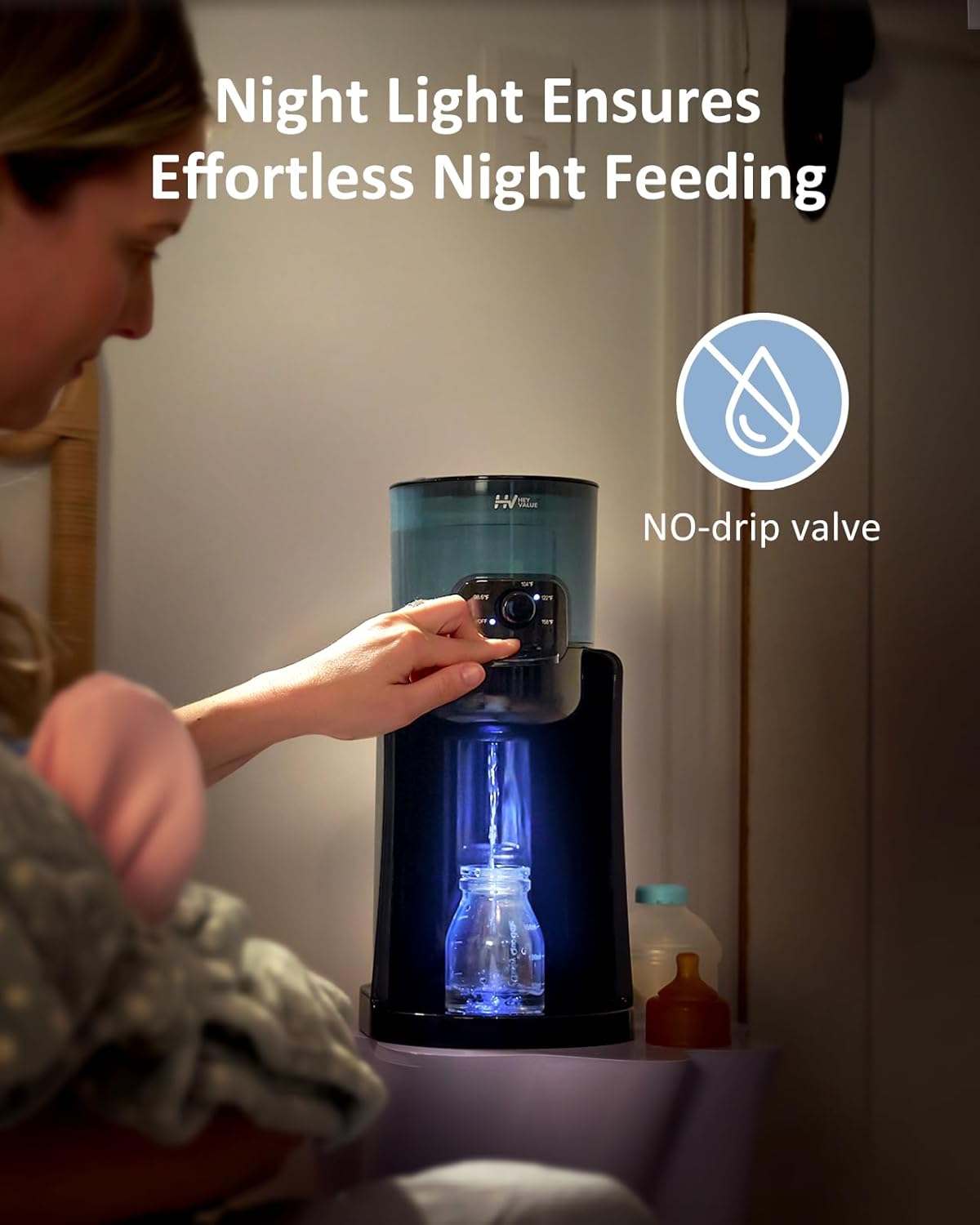 New Baby Bottle Warmer & Formula Maker – Instant Warm Water Dispenser with Night Light
