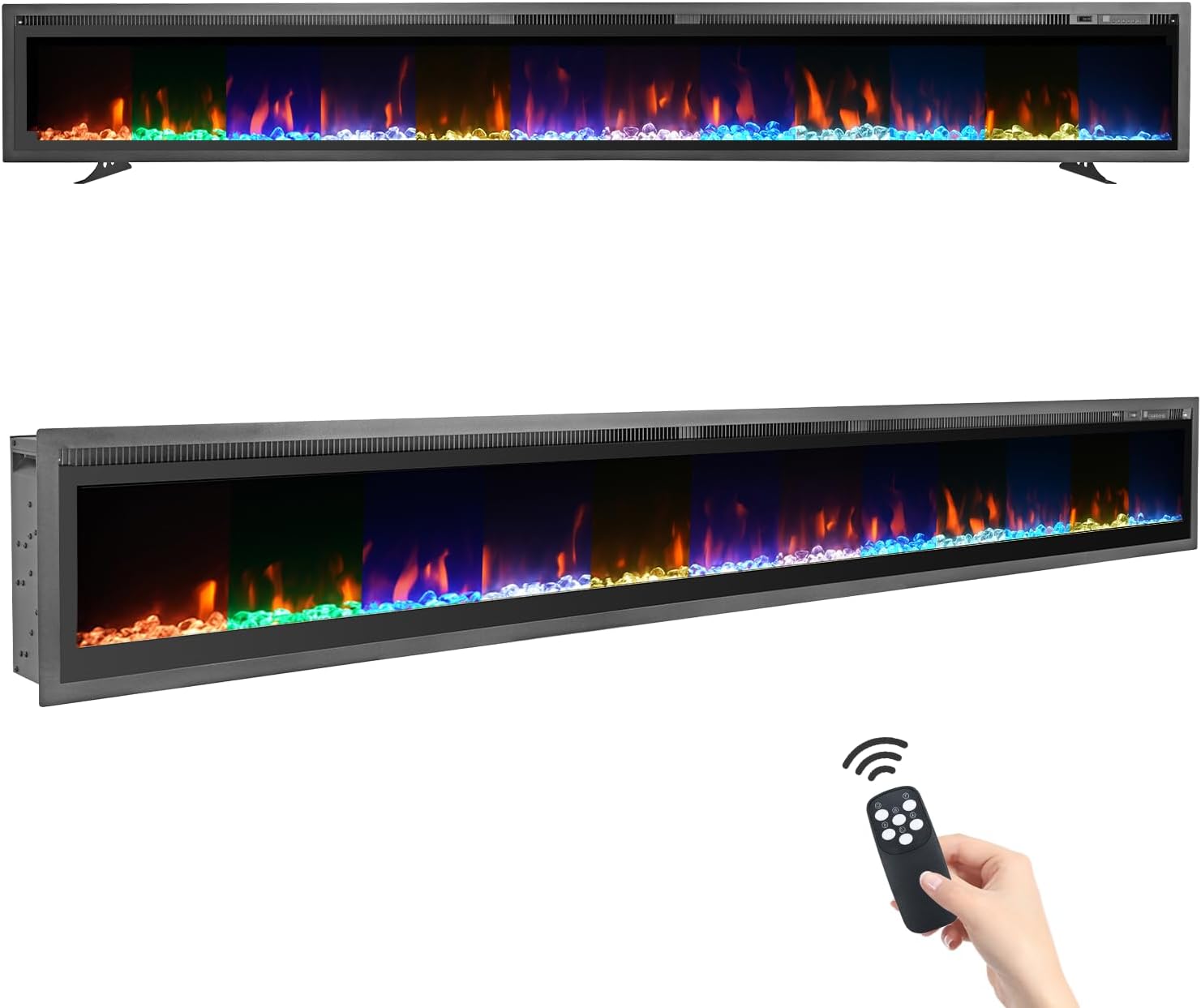 New 100 Inch Electric Fireplace Inserts,Wall Mounted with Timer, Remote Control