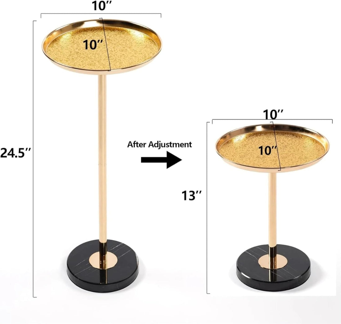 Adjustable table with dimensions shown on a white background