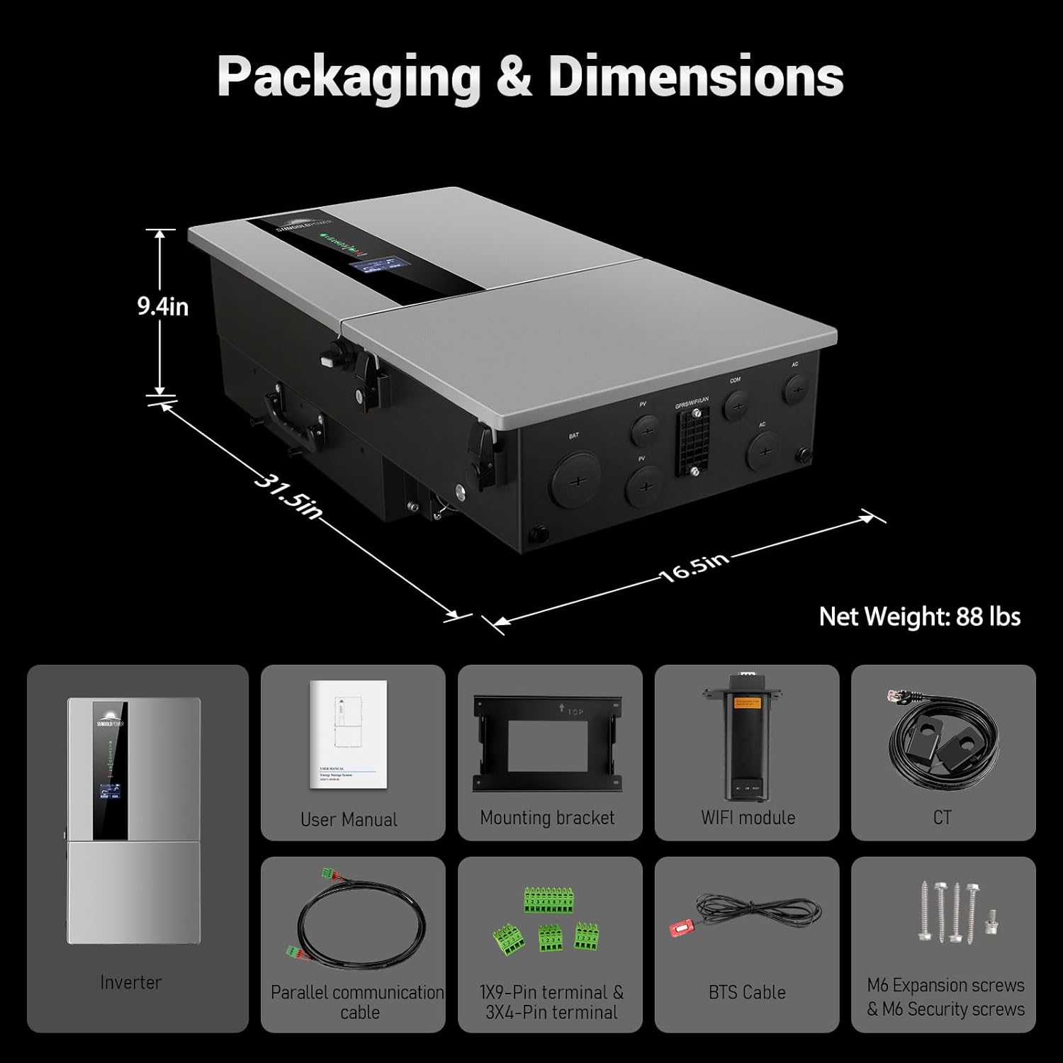 New Hybrid Inverter Split Phase, Built-In 3 MPPT Solar Controller