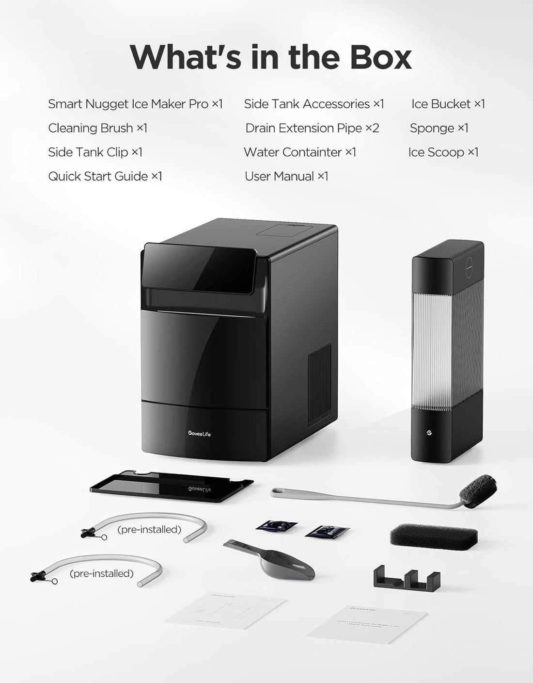 Smart Nugget Ice Maker Pro, 60Lbs Daily, 6-Minute First Ice, 40Db Ultra-Quiet with AI Noiseguard, App & Voice Control, Self-Clean, 3.5Lbs Basket & Dual Water Tanks, for Home Kitchen, Party