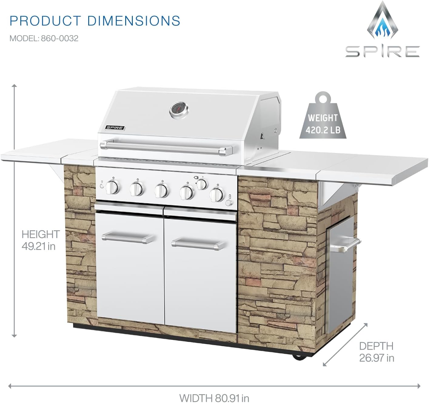 New Smart 5 Burner Built in Gas Barbeque Grill 