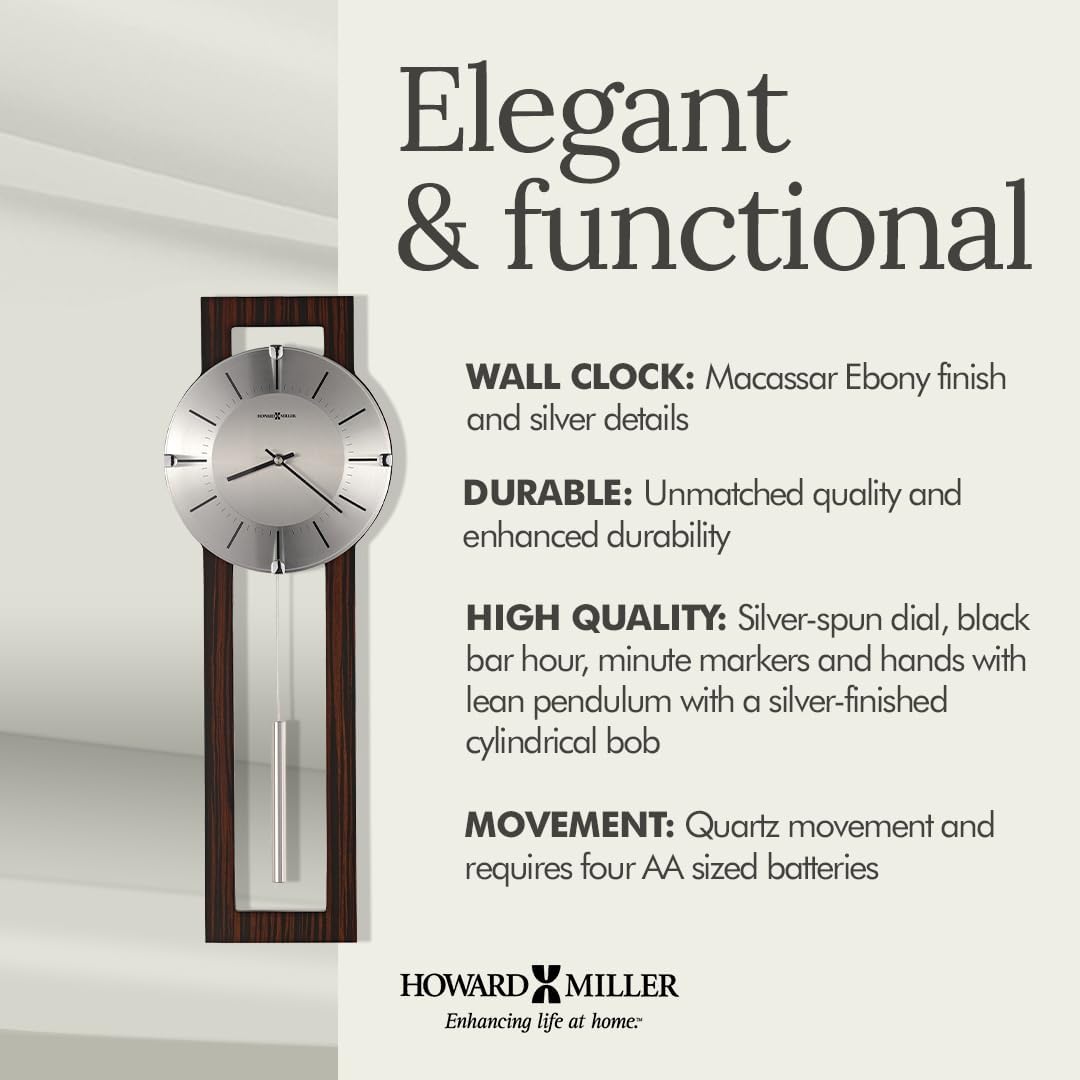 Vintage Wall Clocks II – Espresso Finish with Silver Pendulum, Wenge Style Chrome Accents
