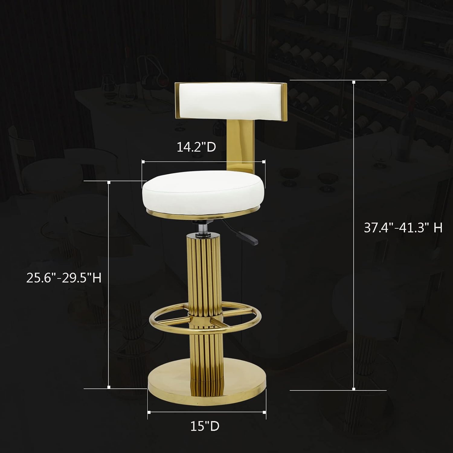 Modern luxe Adjustable Height Counter Stool with Metal Legs