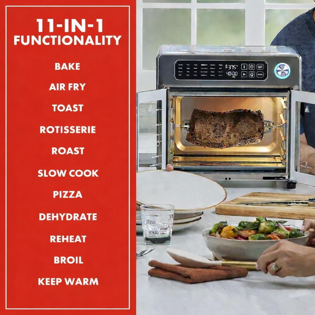 New Digital French Door Air Fryer Toaster Oven Combo, 24-in-1 Multi-Function Oven