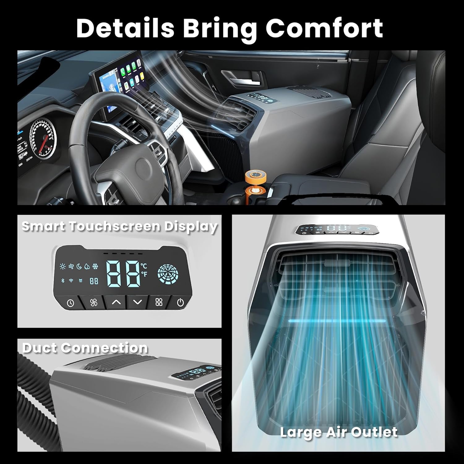 8000BTU Portable Camping Air Conditioner for Tent, 550W Consumption Quiet Tent AC Unit Coolings up to 300 Sq. Ft. for Camping, Truck, RV, Van, Car Cooling, Outdoor or Indoor Use