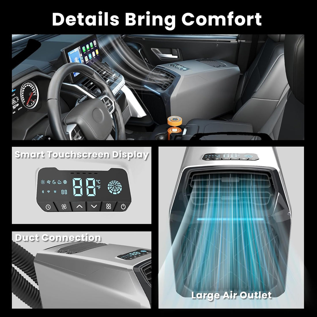 8000BTU Portable Camping Air Conditioner for Tent, 550W Consumption Quiet Tent AC Unit Coolings up to 300 Sq. Ft. for Camping, Truck, RV, Van, Car Cooling, Outdoor or Indoor Use