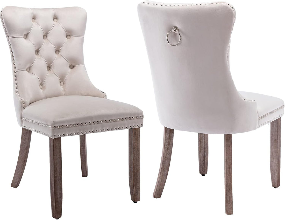 Modern Velvet Dining Chairs Set of 2 – Upholstered Kitchen &amp; Dining Room Accent Chairs with Comfortable Backrest
