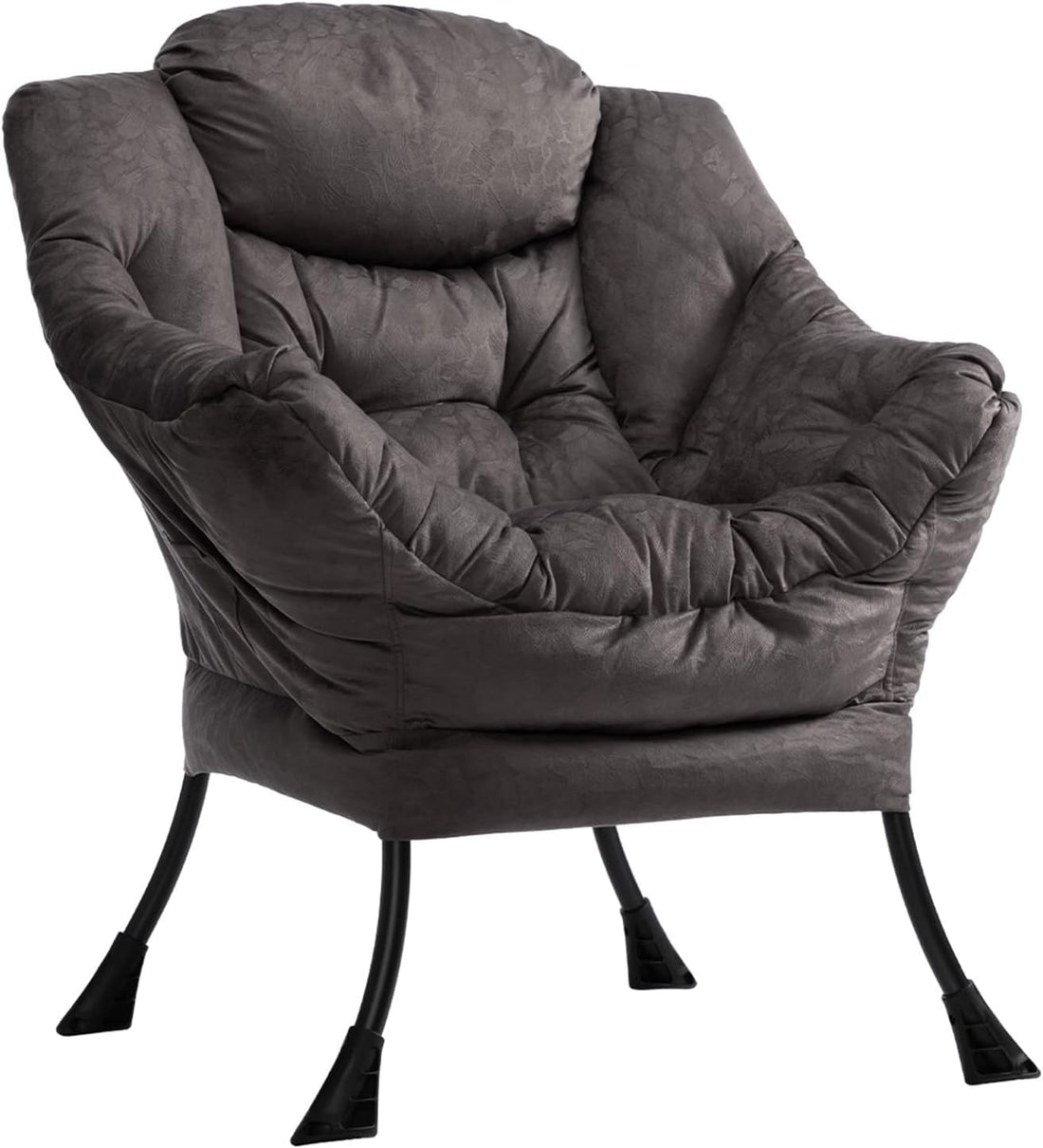 Lazy Chair Relax Lounge Chair with Armrests and Pocket Armchair Leisure Sofa with Modern Fabric and Steel Frame, Grey