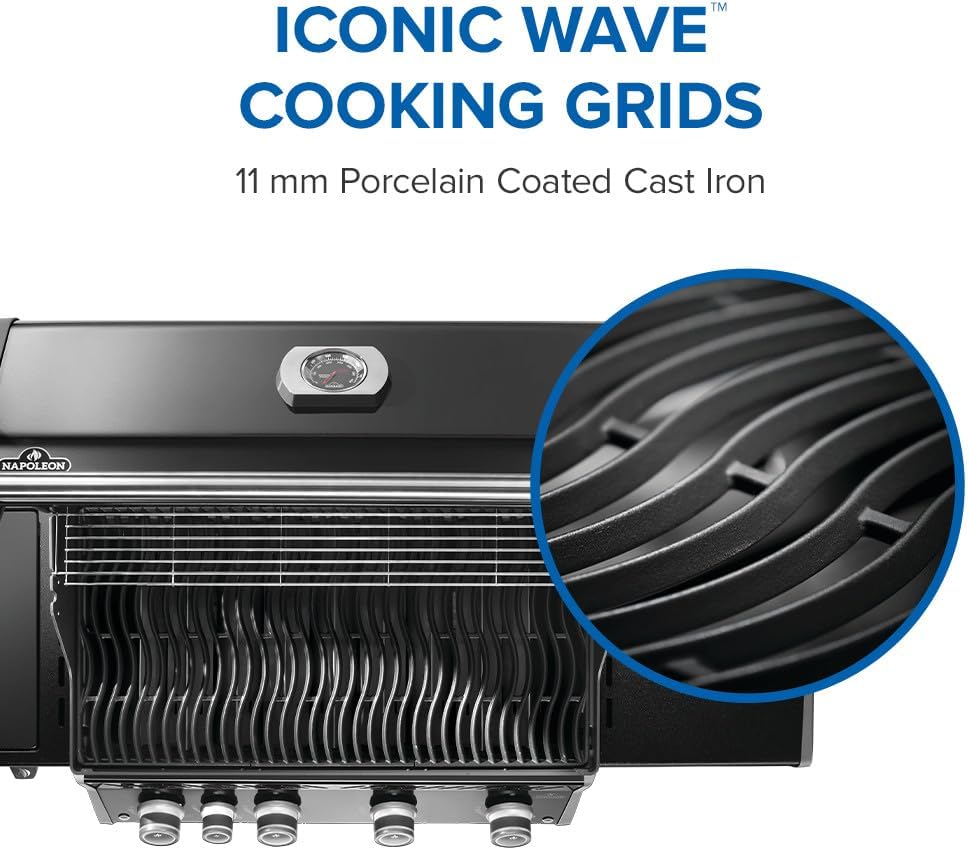 Rogue PRO 525 Natural Gas Grill with Infrared Side Burner, Black, Durable 5-Burner Cooking Surface