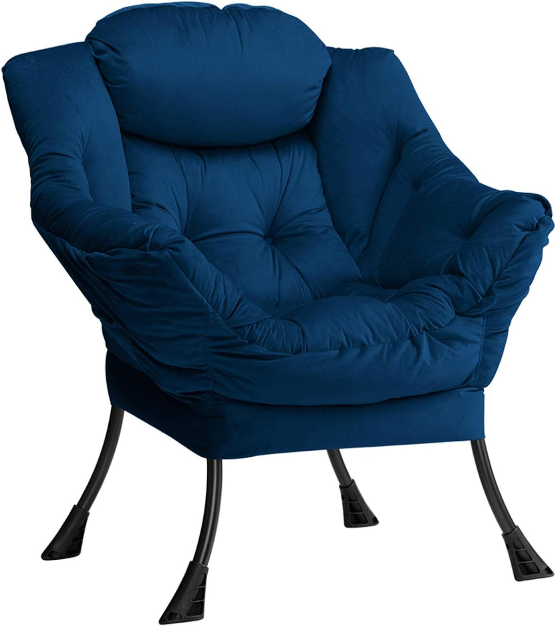 Lazy Chair Relax Lounge Chair with Armrests and Pocket Armchair Leisure Sofa with Modern Fabric and Steel Frame, Grey