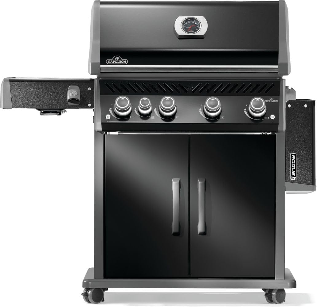 Rogue PRO 525 Natural Gas Grill with Infrared Side Burner, Black, Durable 5-Burner Cooking Surface