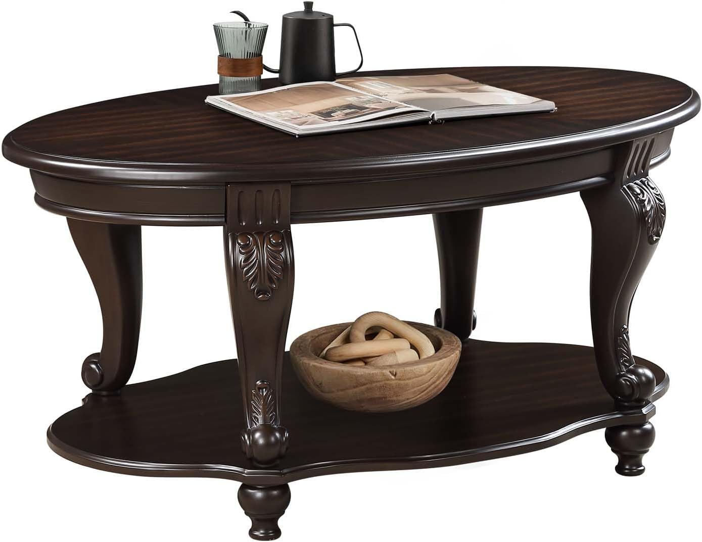 Modern Solid Wood Coffee Table Set with Open Storage, Coffee Table Home Interiors Furniture