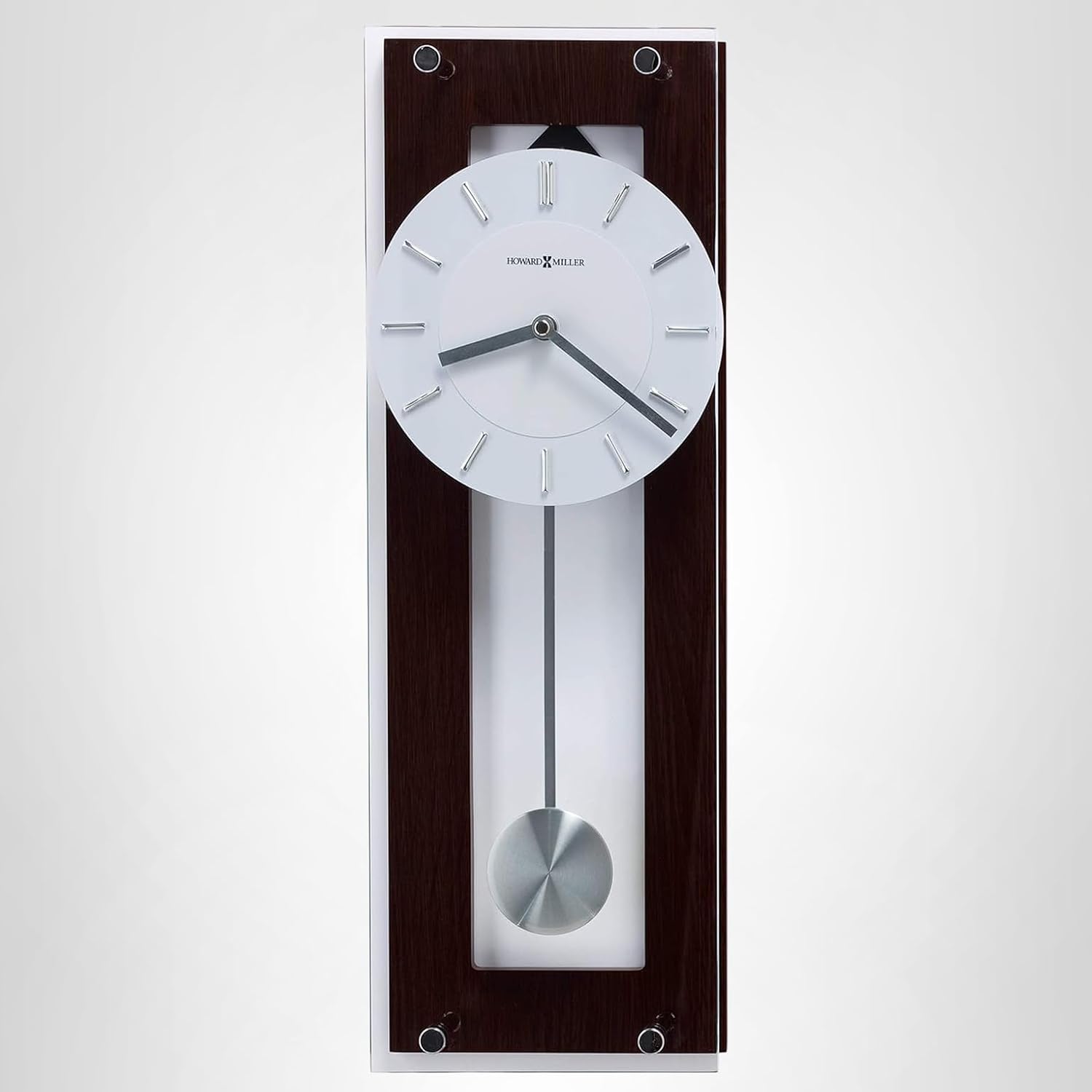 Vintage Wall Clocks II – Espresso Finish with Silver Pendulum, Wenge Style Chrome Accents
